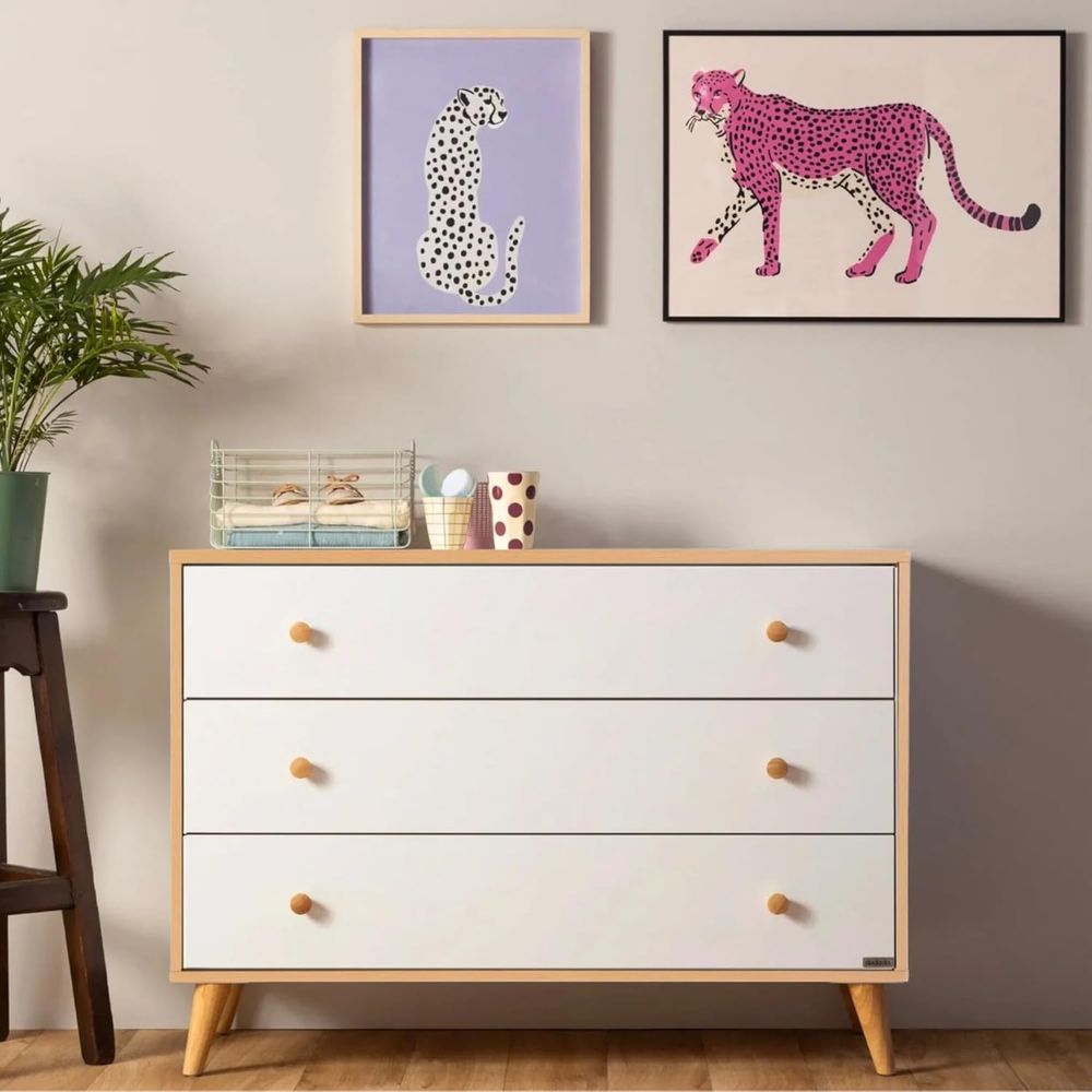 Drawer Dresser White - 3-Drawer Nursery and Bedroom Dresser with
