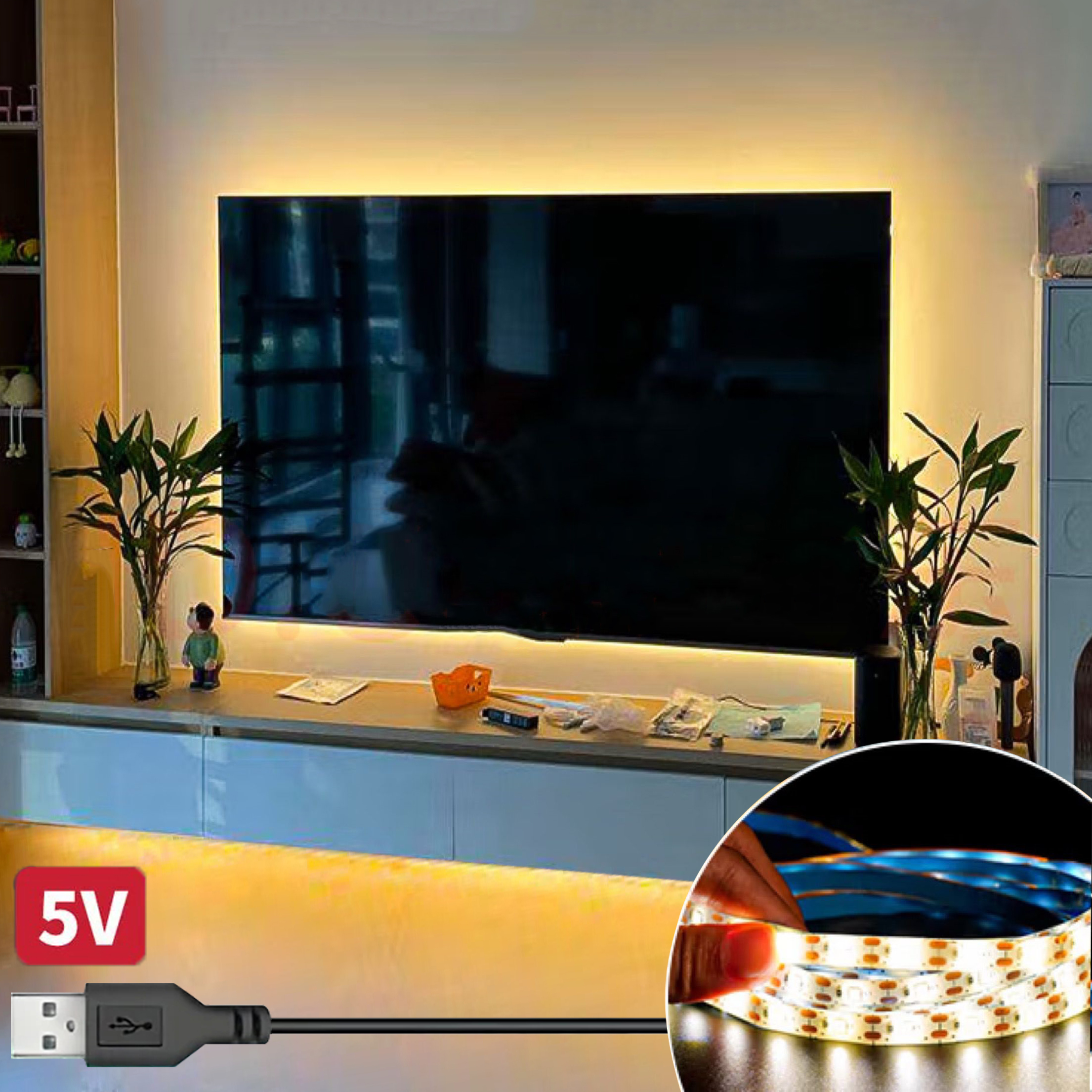 Drawer Dresser White - DC 5V USB LED Lights Strips