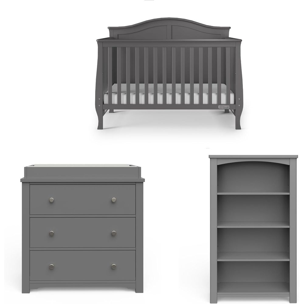 Convertible Crib Set - Camden Crib, Drer, and Bookcase Nursery