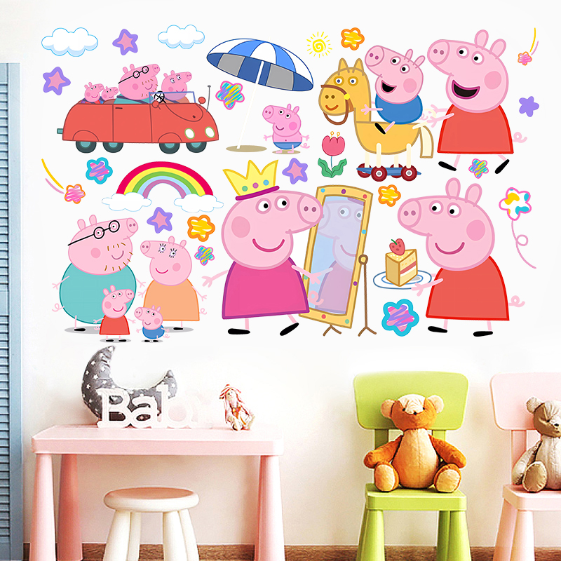 Baby Nursery Wall Decals - Cartoon Peppa Pig Wall Stickers For