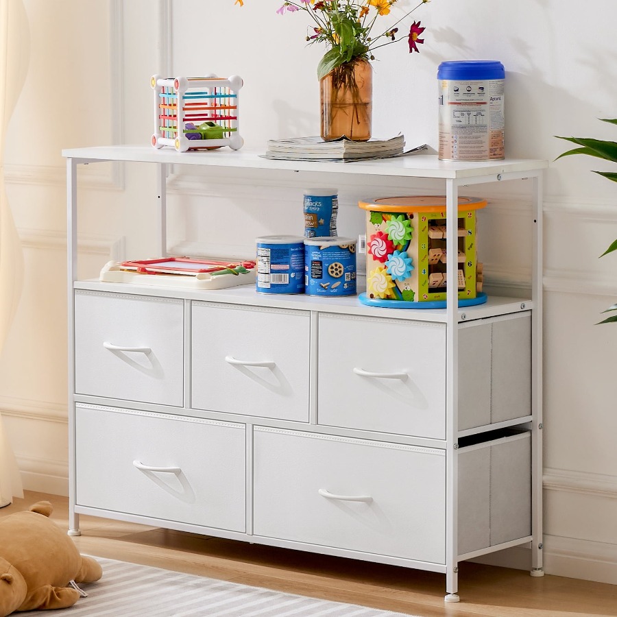 Drawer Dresser White - 5 Drawer Dresser Wide Chest of