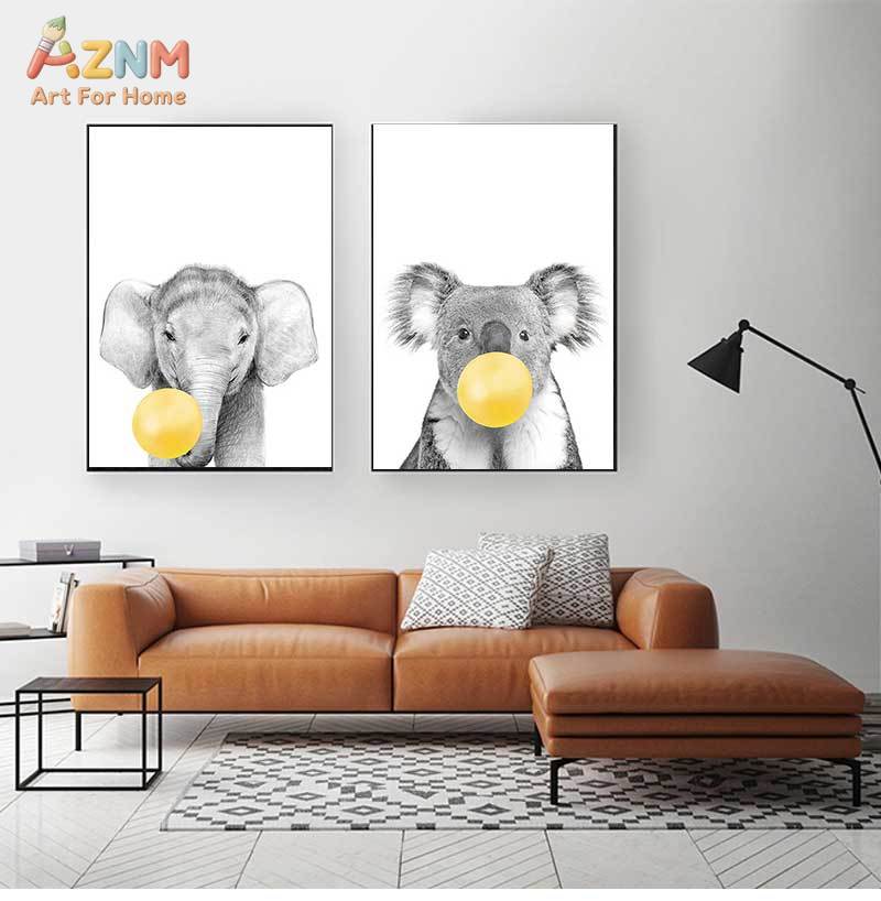 Baby Nursery Yellow Walls - Baby Nursery Yellow Balloons Animal Wall