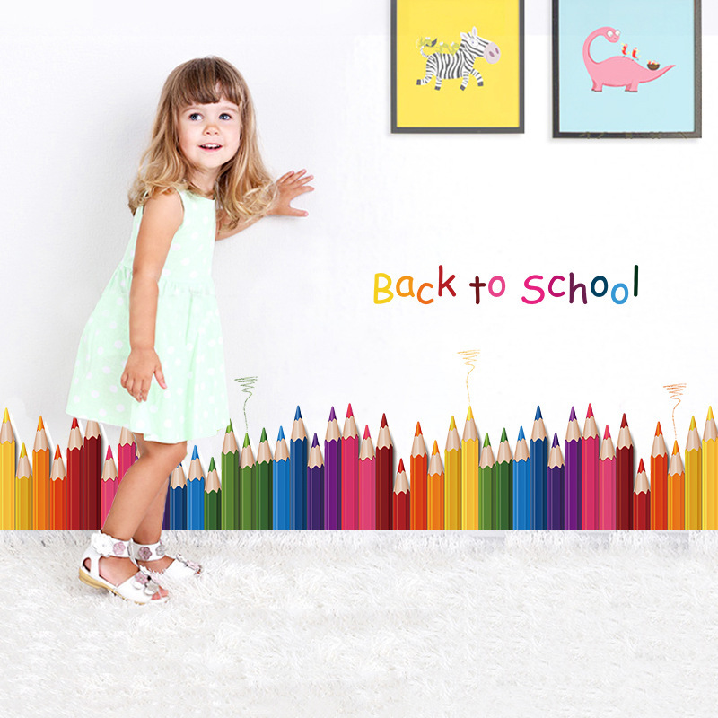 Baby Nursery Wall Decals - Cartoon Colour Pencil Baseboard Wall Stickers