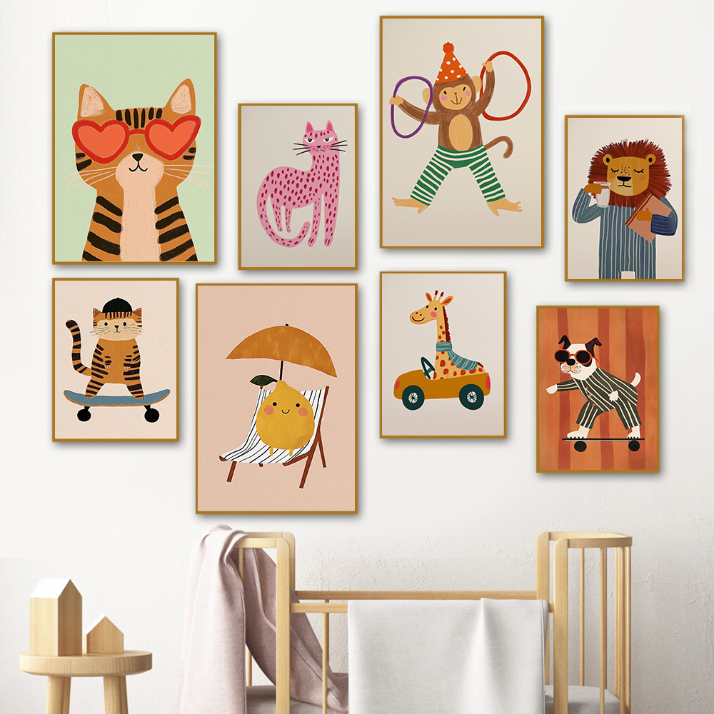 Baby Nursery Giraffe - Circus Monkey Wall Art Birthday Party