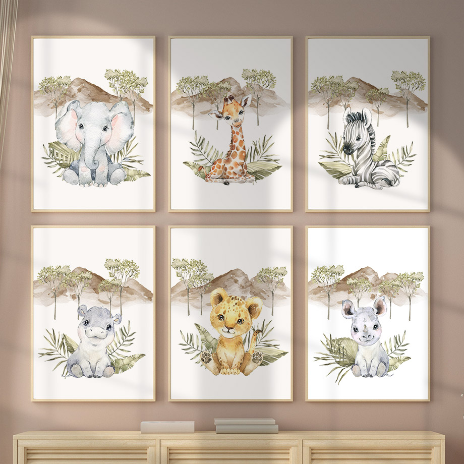 Baby Nursery Home - Giraffe Zebra Elephant Lion Hippo Tree