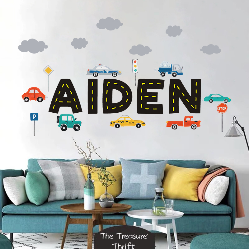 Custom Name Construction Vehic - đánh giá và giá Baby Nursery Wall Decals