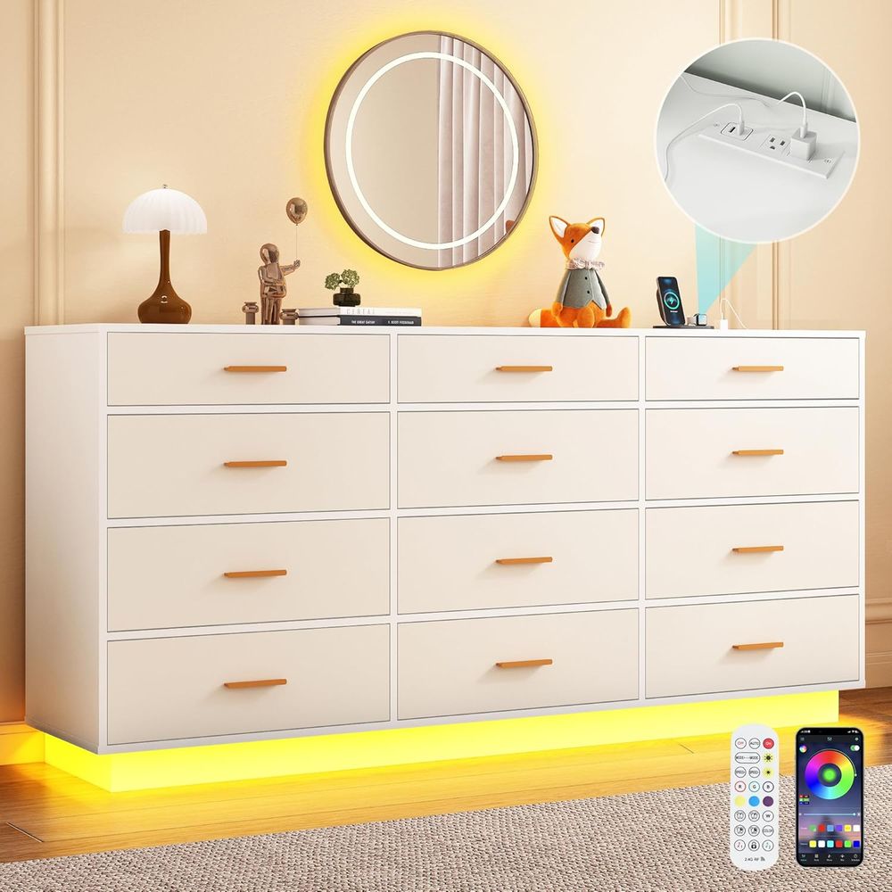 12-Drawer White Dresser with P - đánh giá và giá Drawer Dresser White