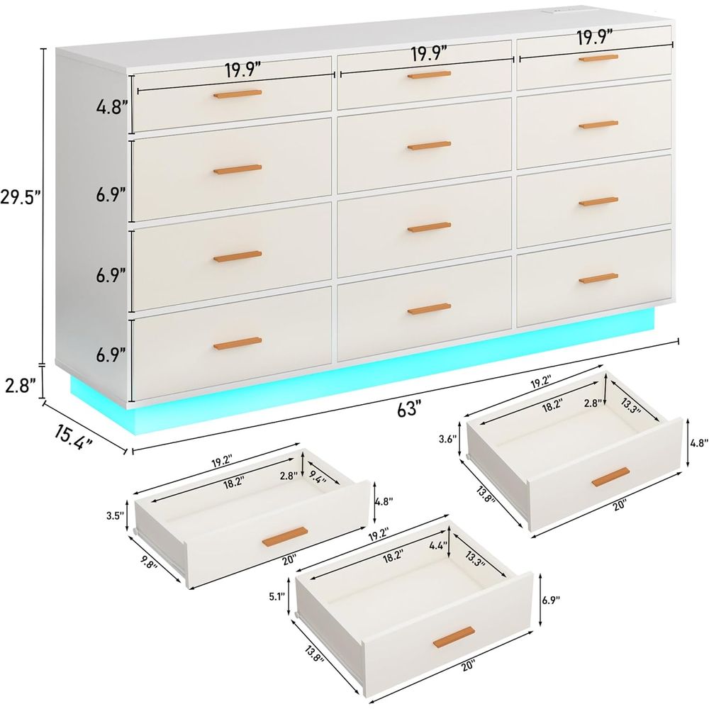 12-Drawer White Dresser with P - đánh giá và giá Drawer Dresser White