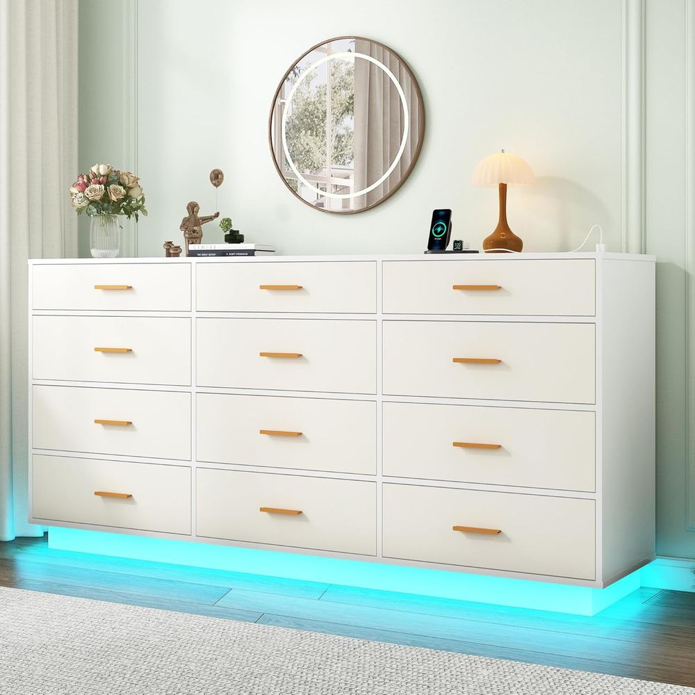 12-Drawer White Dresser with P - đánh giá và giá Drawer Dresser White