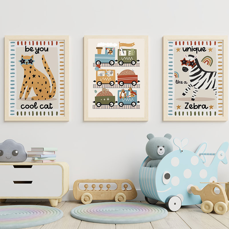 Funny Cartoon Animals Car Bus  - đánh giá và giá Baby Nursery Fabric