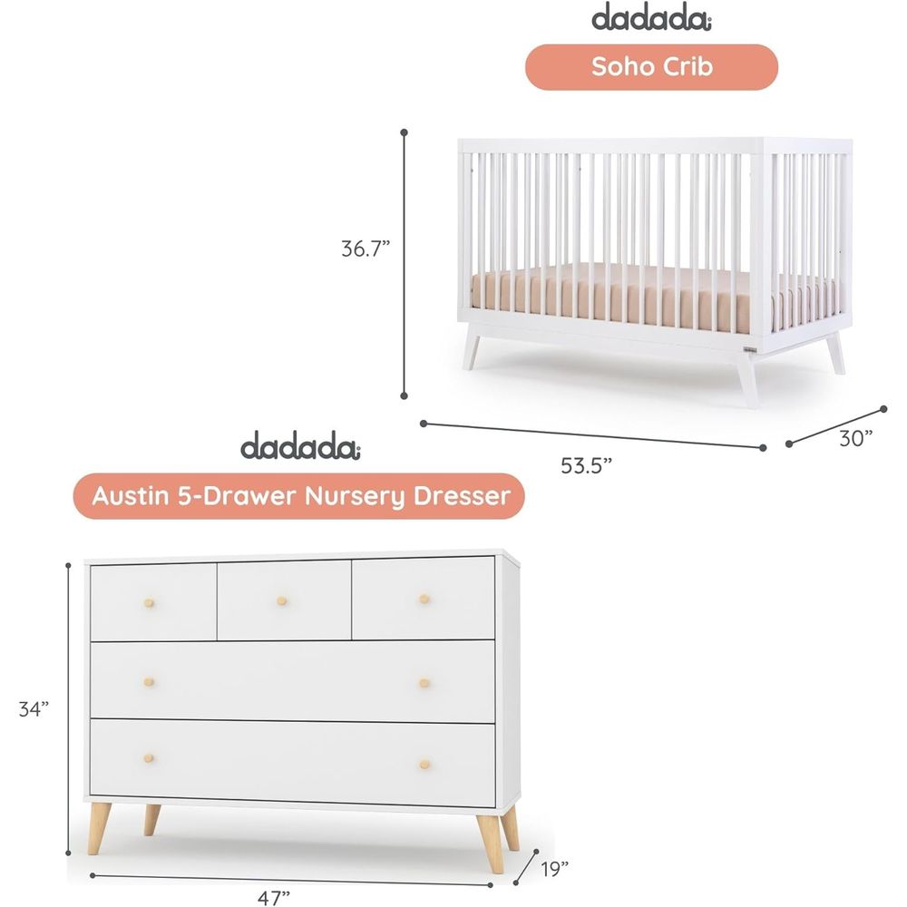 Baby Harmony Nursery Set, urni - đánh giá và giá Convertible Crib Set