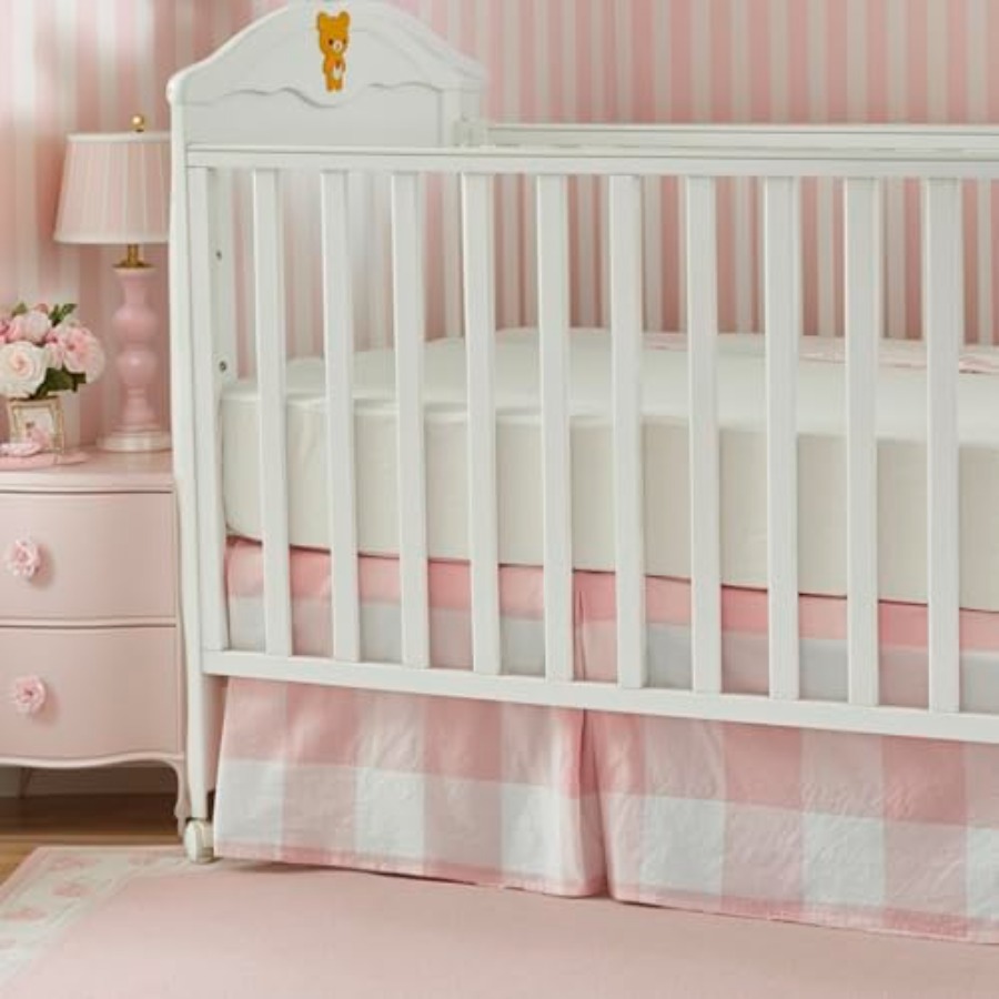 Crib Skirt Gingham Tailored Ba - đánh giá và giá Baby Nursery Gender Neutral