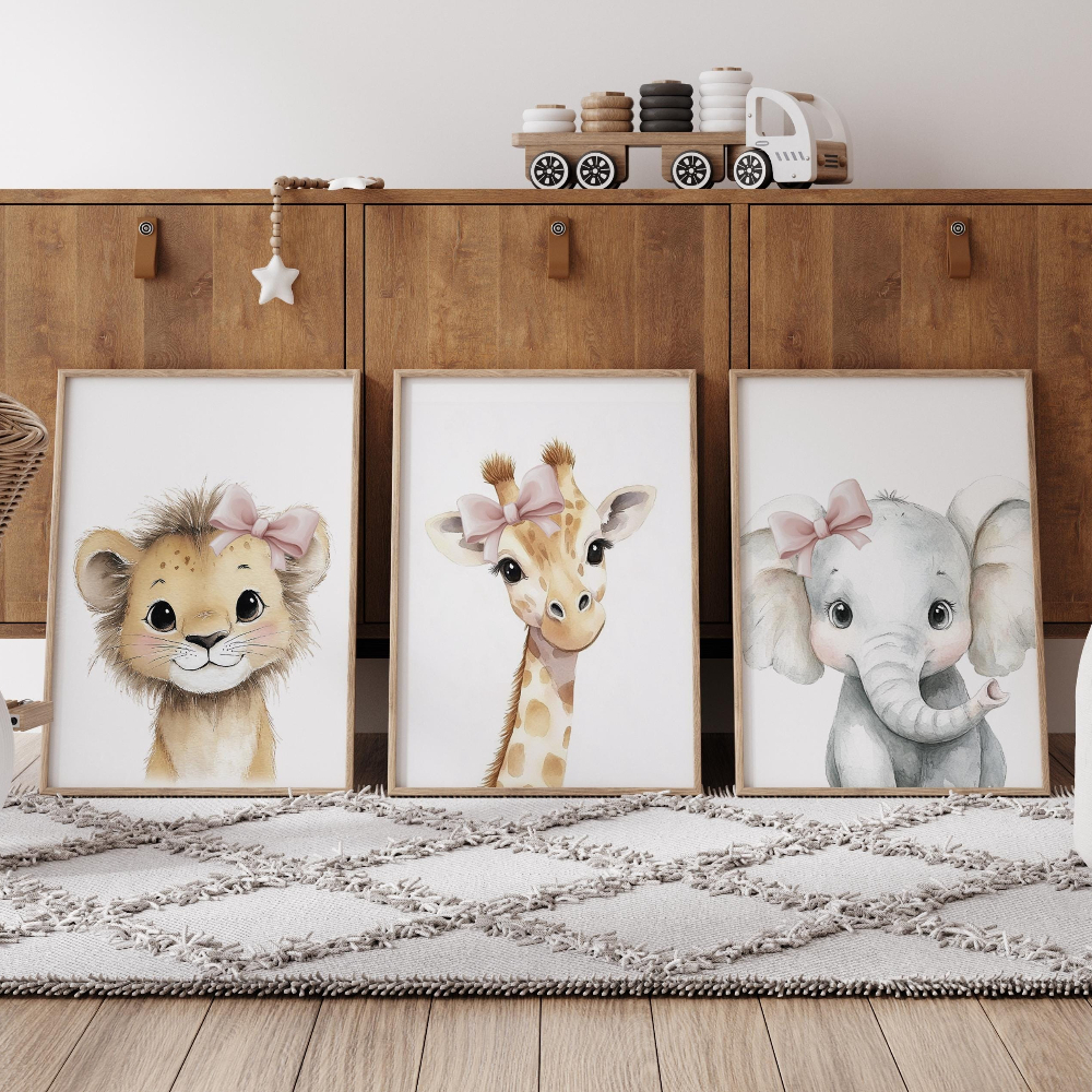 Baby Girl Nursery Wall Art Set - đánh giá và giá Baby Nursery Giraffe