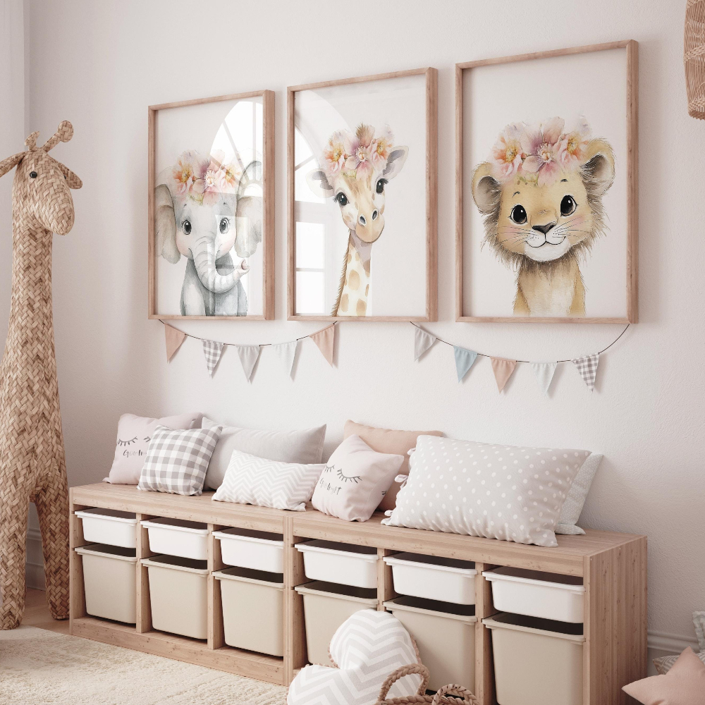 Baby Girl Nursery Wall Art Set - đánh giá và giá Baby Nursery Giraffe