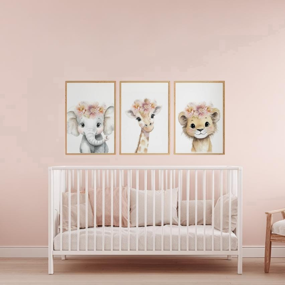 Baby Girl Nursery Wall Art Set - đánh giá và giá Baby Nursery Giraffe