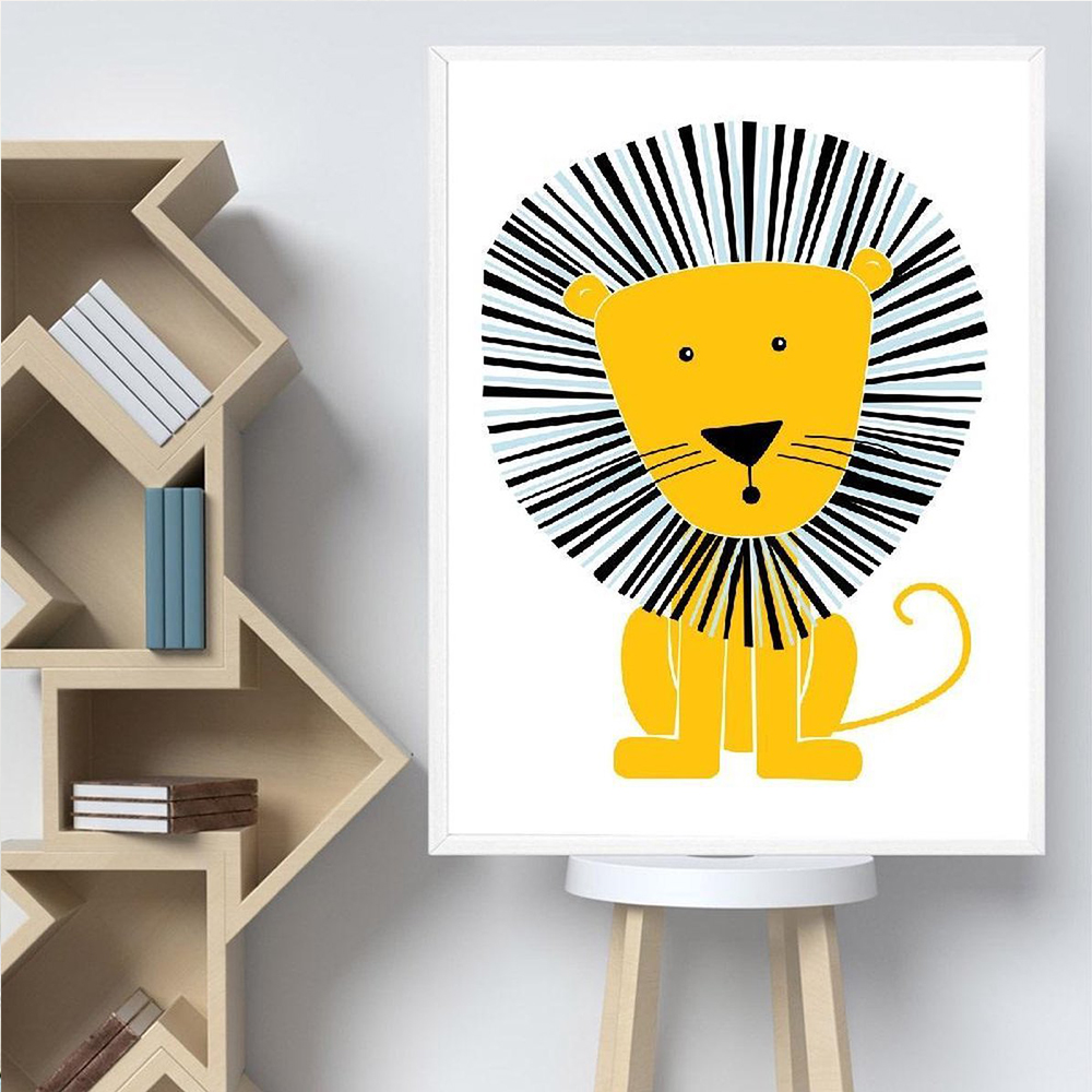 Cartoon Animal Posters Yellow  - đánh giá và giá Baby Nursery Yellow Walls
