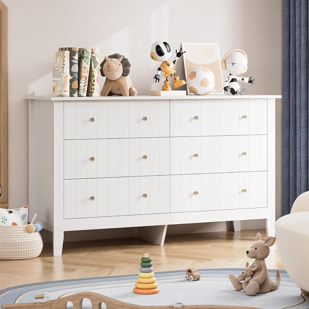 6 Drawer Double Dresser with D - đánh giá và giá Drawer Dresser White