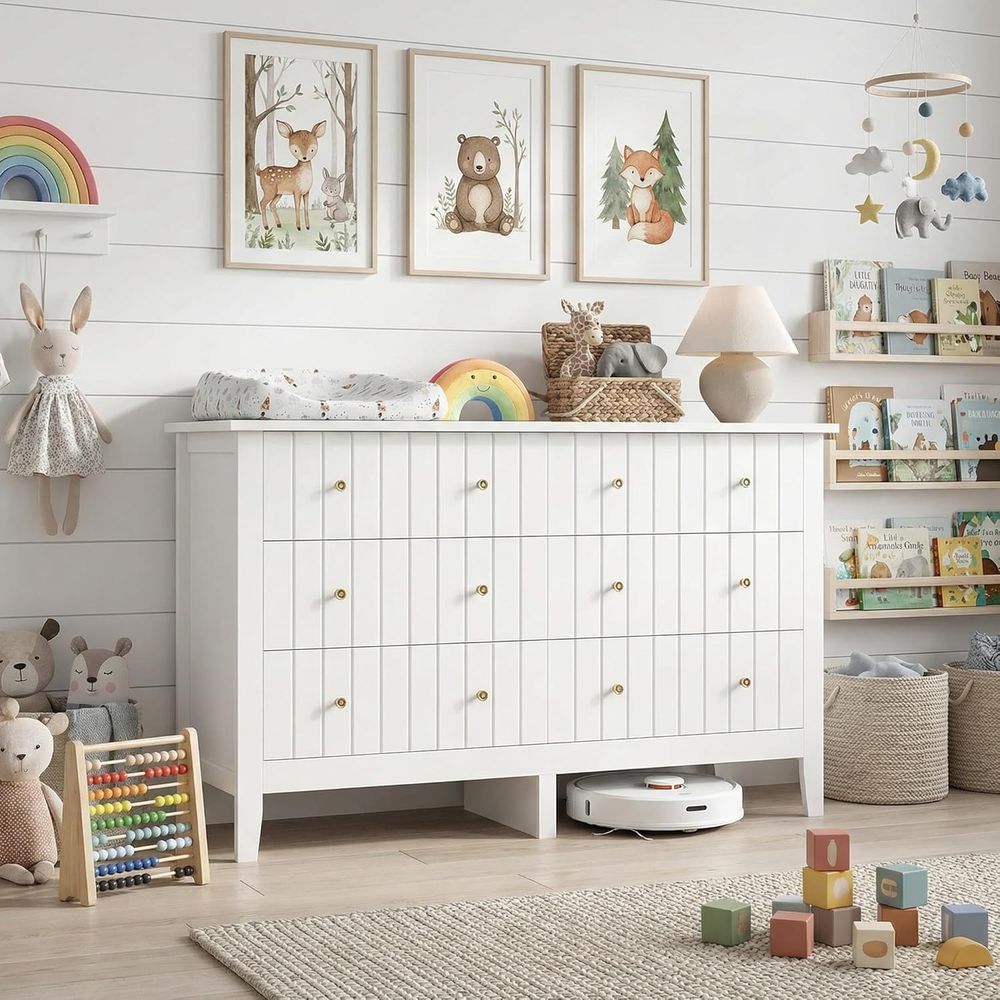 6 Drawer Double Dresser with D - đánh giá và giá Drawer Dresser White