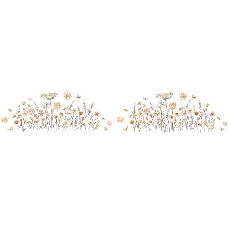 【EFFICIENT 】2X Boho Flower Wal - đánh giá và giá Baby Nursery Wallpaper Girl