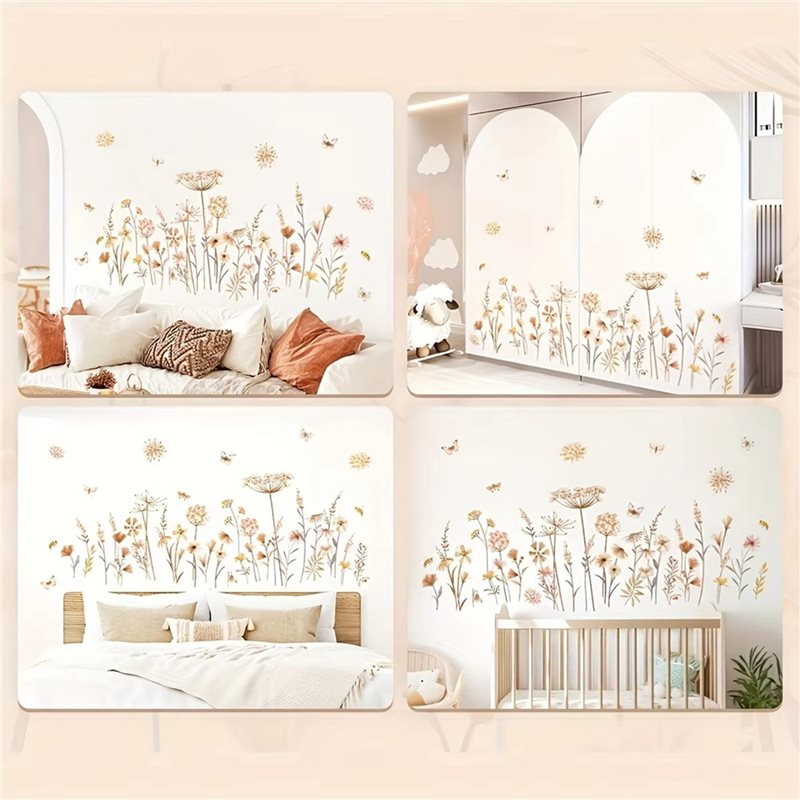 【EFFICIENT 】2X Boho Flower Wal - đánh giá và giá Baby Nursery Wallpaper Girl