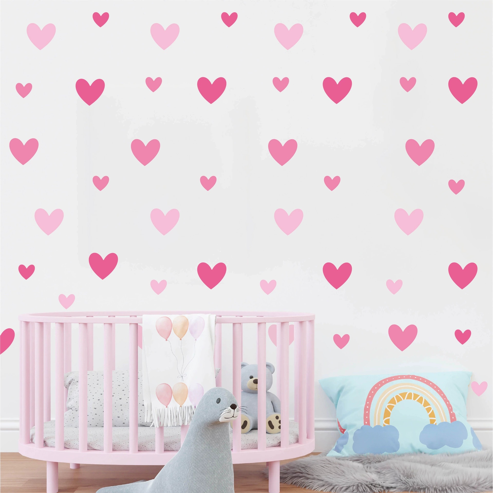 170pcs=10 Sheets Pink Heart Wa - đánh giá và giá Baby Nursery Wallpaper Girl