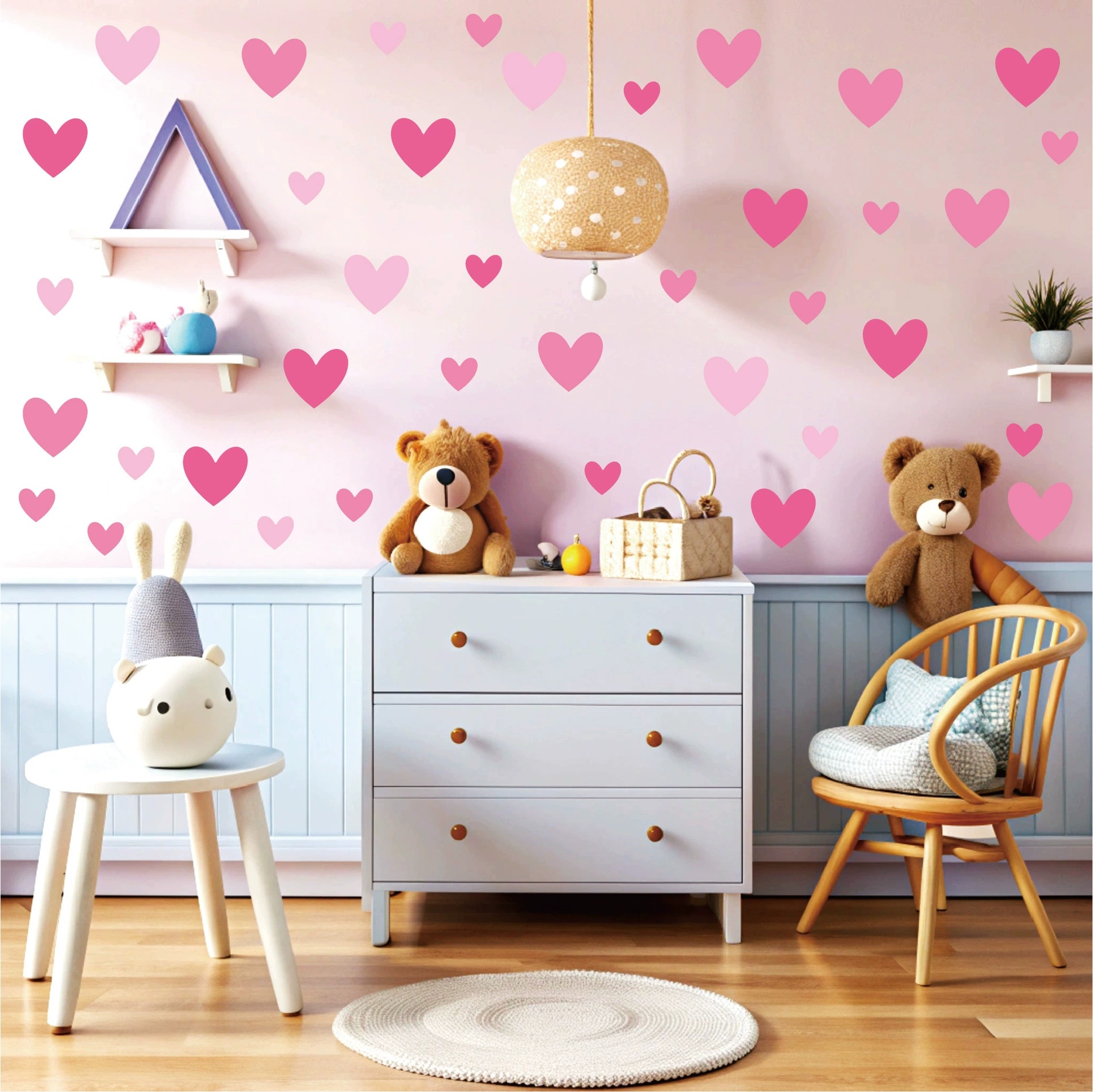 170pcs=10 Sheets Pink Heart Wa - đánh giá và giá Baby Nursery Wallpaper Girl