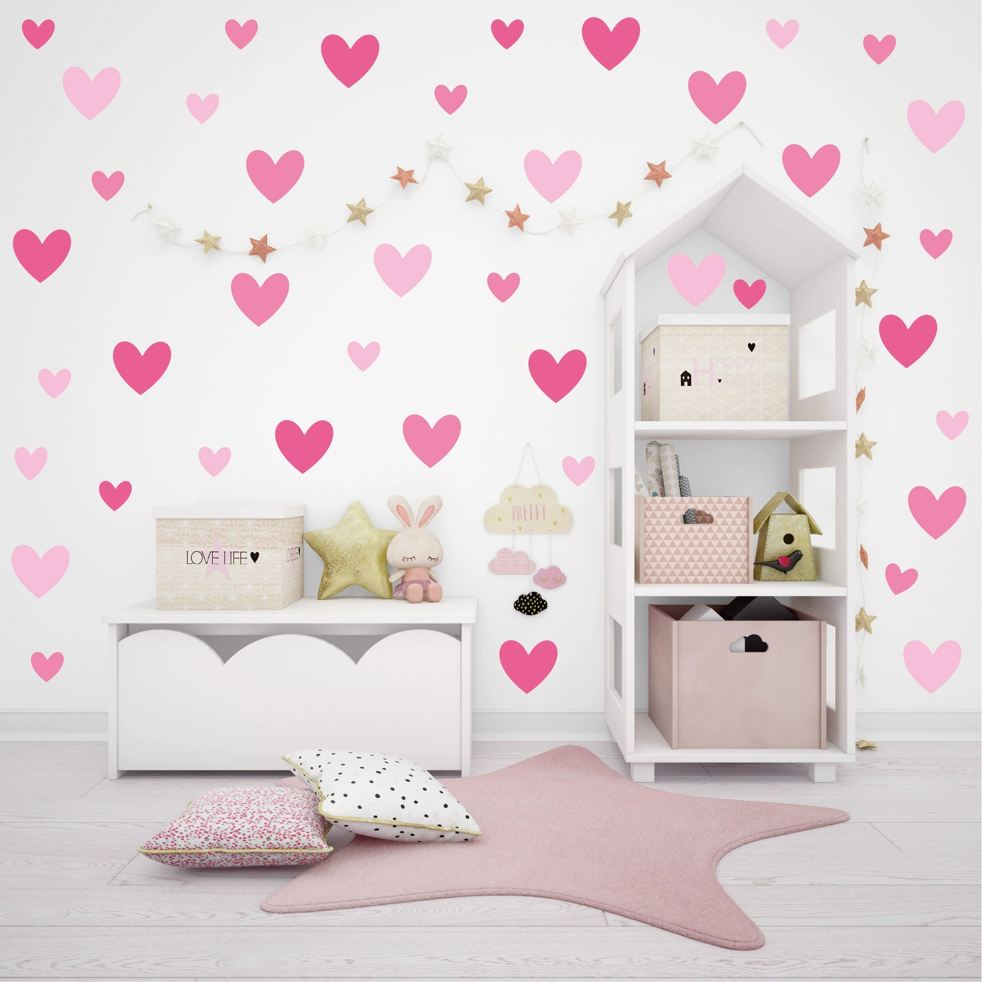 170pcs=10 Sheets Pink Heart Wa - đánh giá và giá Baby Nursery Wallpaper Girl