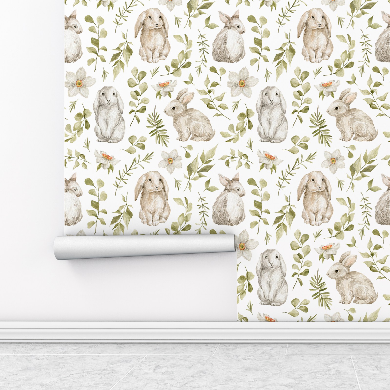 Bunny Wallpaper Kids Room Wall - đánh giá và giá Baby Nursery Wallpaper Girl