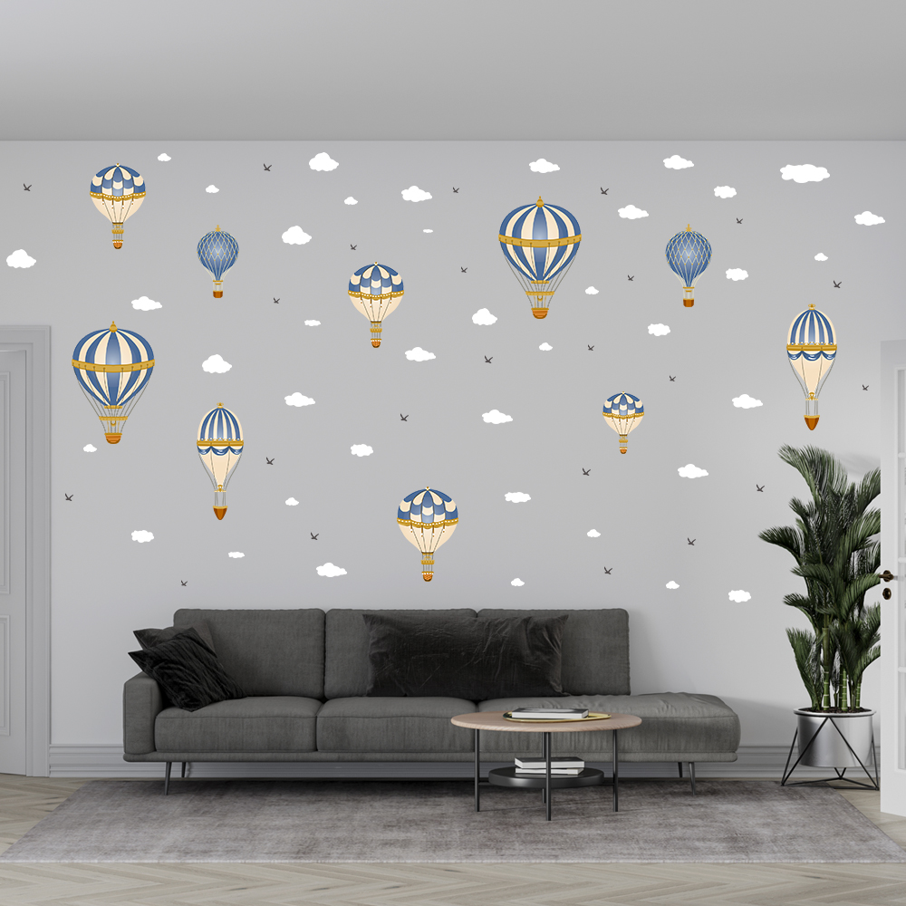 Cartoon Hot Air Balloon Clouds - đánh giá và giá Baby Nursery Wall Decals