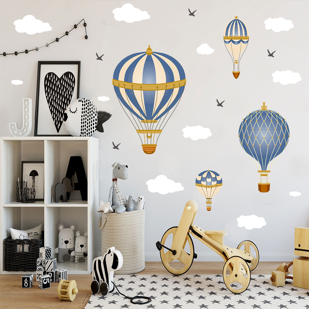 Cartoon Hot Air Balloon Clouds - đánh giá và giá Baby Nursery Wall Decals