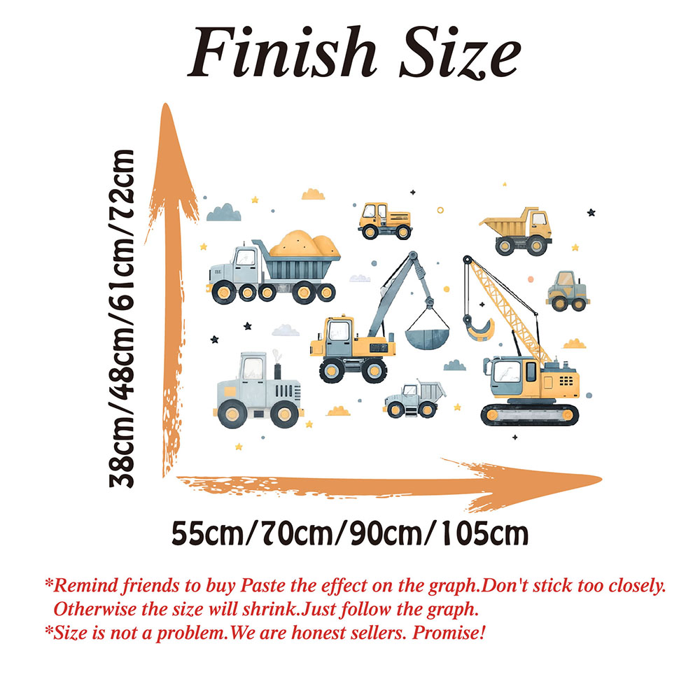 Cartoon Excavator Vehicles Set - đánh giá và giá Baby Nursery Wall Decals