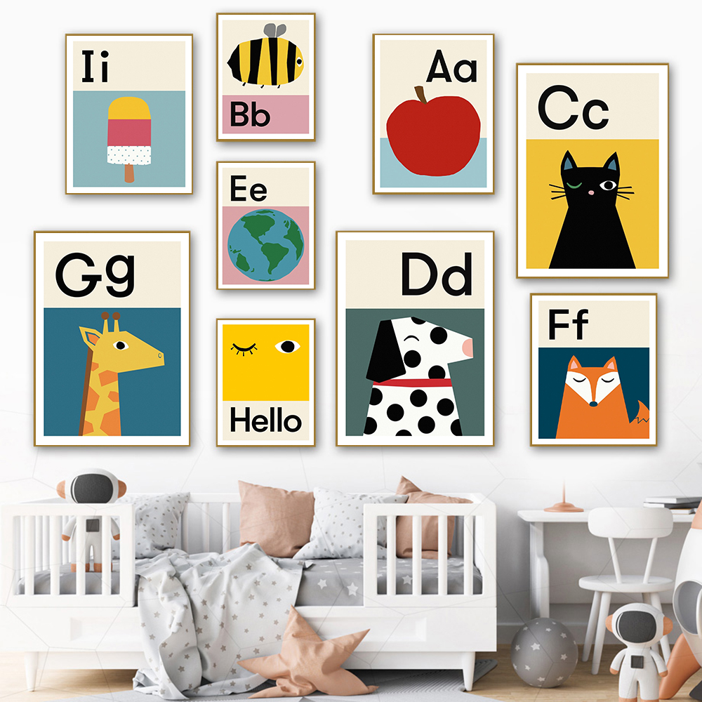 Cartoon ABCD Alphabet Poster E - đánh giá và giá Baby Nursery Images Free