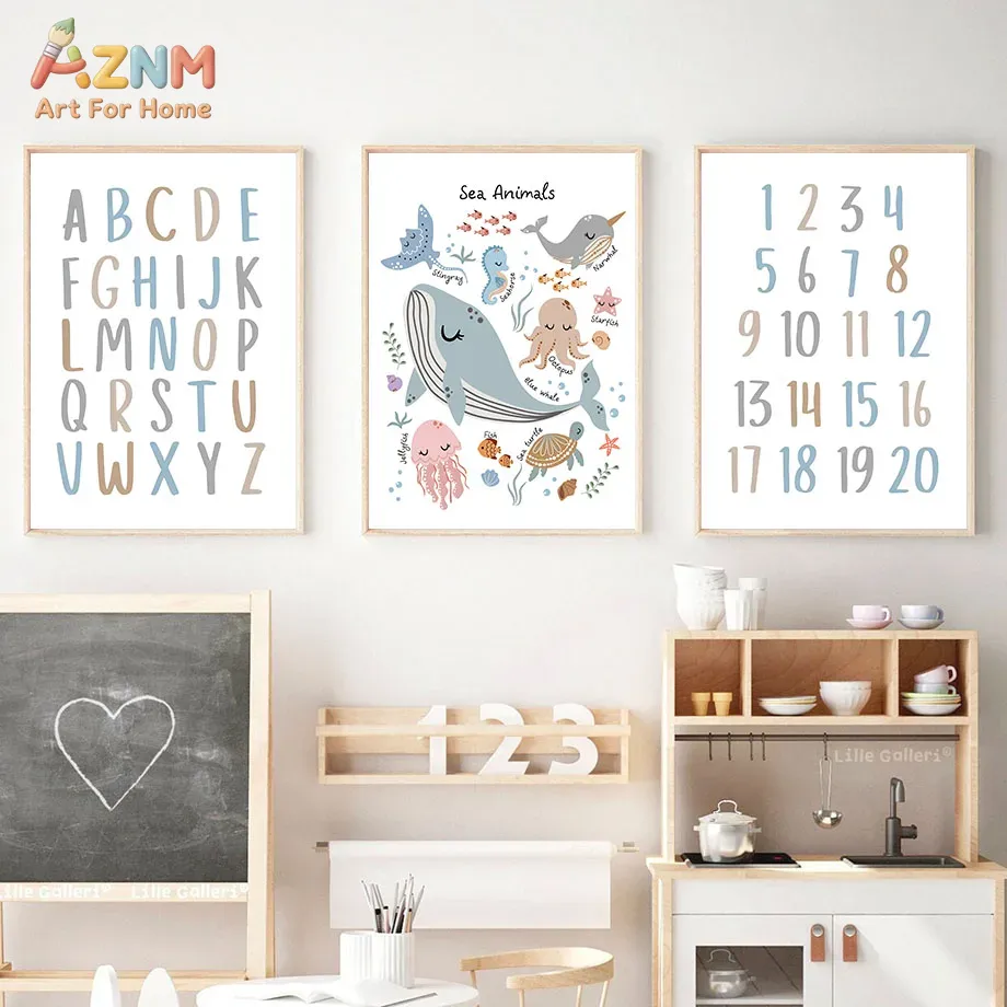 Whale Turtle Seahorse Octopus  - đánh giá và giá Baby Nursery Prints