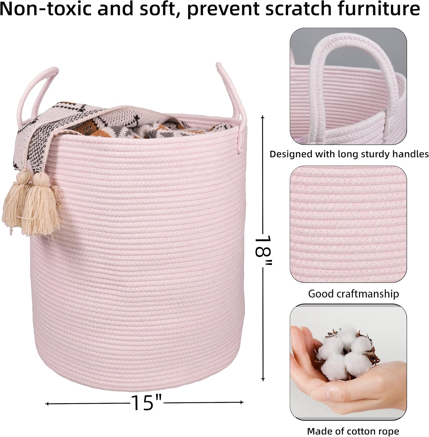 Large Cotton Rope Laundry Bask - đánh giá và giá Baby Nursery Images Free