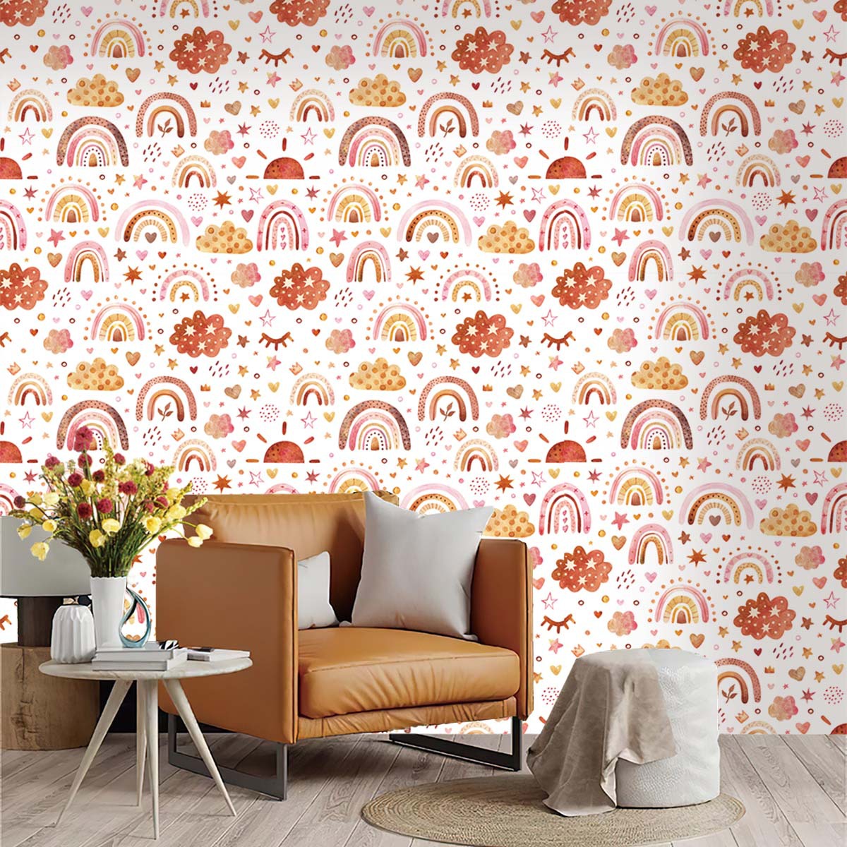 Rainbow Wallpaper Peel and Sti - đánh giá và giá Baby Nursery Wallpaper Girl