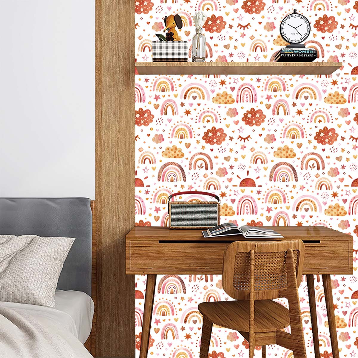 Rainbow Wallpaper Peel and Sti - đánh giá và giá Baby Nursery Wallpaper Girl