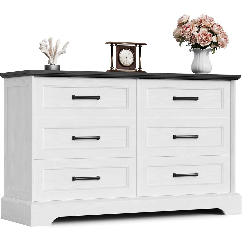 6-Drawer Dresser with Wood Che - đánh giá và giá Drawer Dresser White