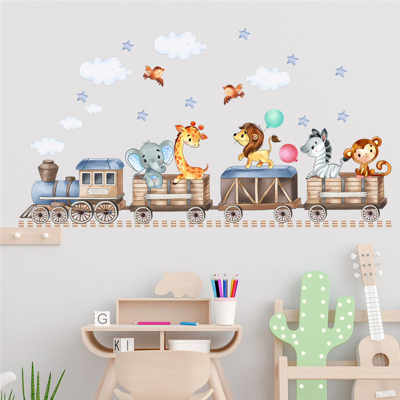 Cartoon Animals Train Wall Dec - đánh giá và giá Baby Nursery Giraffe
