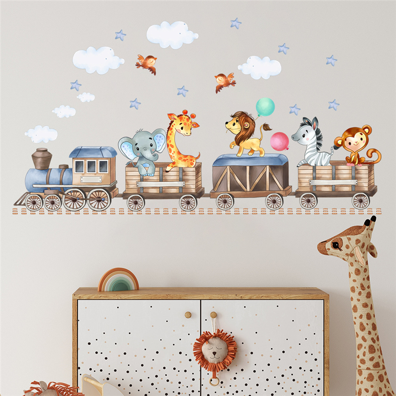 Cartoon Animals Train Wall Dec - đánh giá và giá Baby Nursery Giraffe