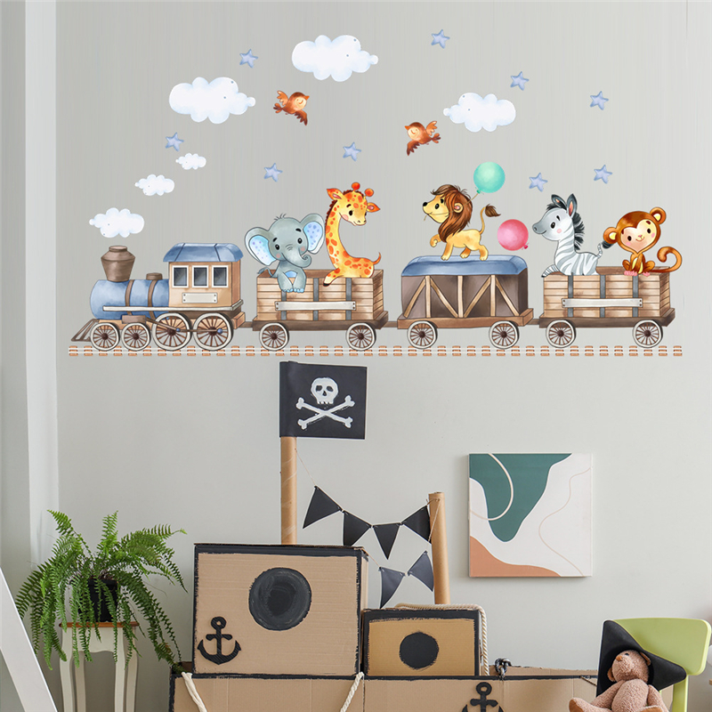 Cartoon Animals Train Wall Dec - đánh giá và giá Baby Nursery Giraffe