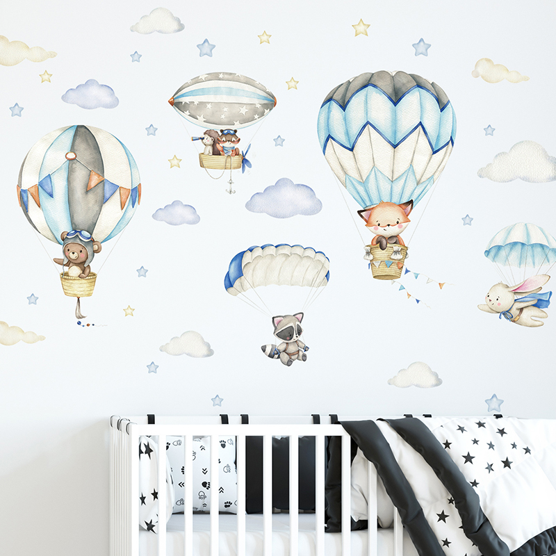 Cartoon Cute Animals Hot Air B - đánh giá và giá Baby Nursery Home