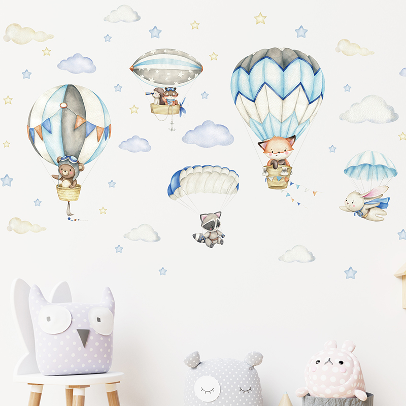 Cartoon Cute Animals Hot Air B - đánh giá và giá Baby Nursery Home