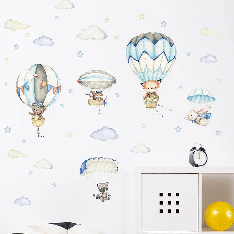 Cartoon Cute Animals Hot Air B - đánh giá và giá Baby Nursery Home