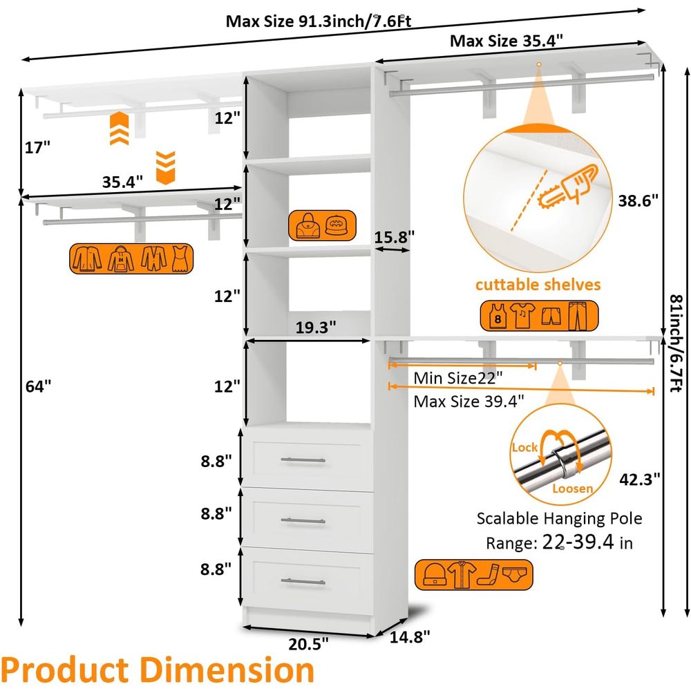 Expandable 5-8 Cubic Feet Whit - đánh giá và giá Drawer Dresser White