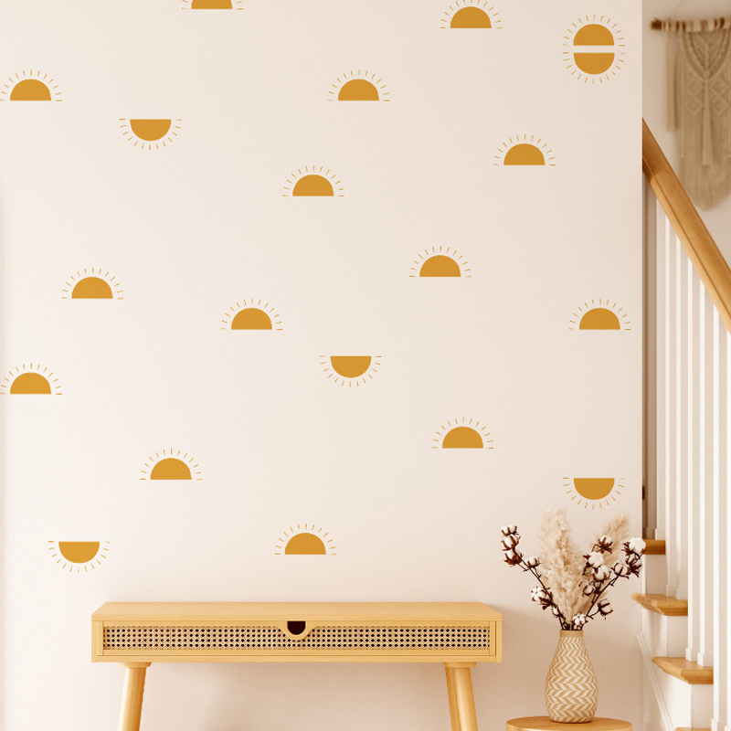 Boho Yellow Orange Half Sun Wa - đánh giá và giá Baby Nursery Yellow Walls