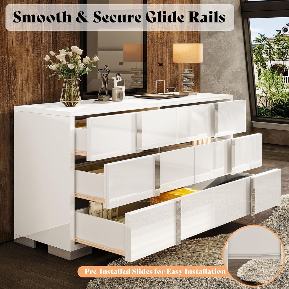 White High Gloss 6 Drawer Dres - đánh giá và giá Drawer Dresser White