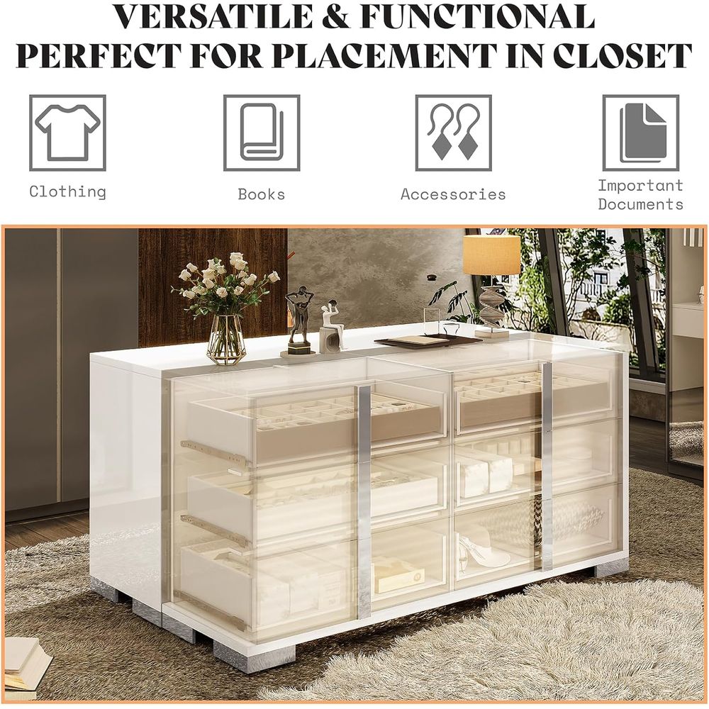 White High Gloss 6 Drawer Dres - đánh giá và giá Drawer Dresser White