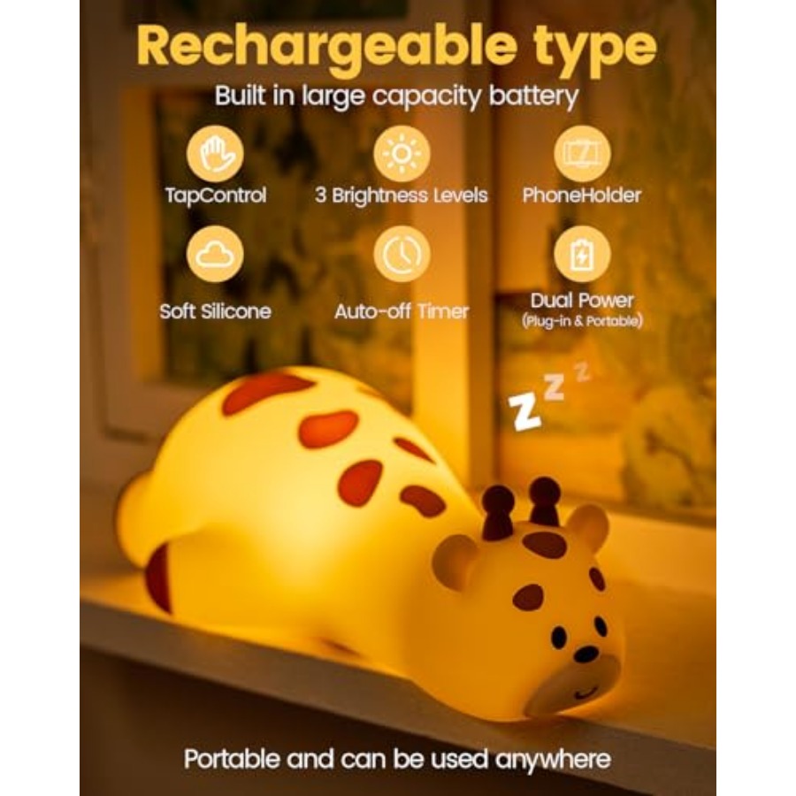 Night Light Giraffe, Silicone  - đánh giá và giá Baby Nursery Giraffe