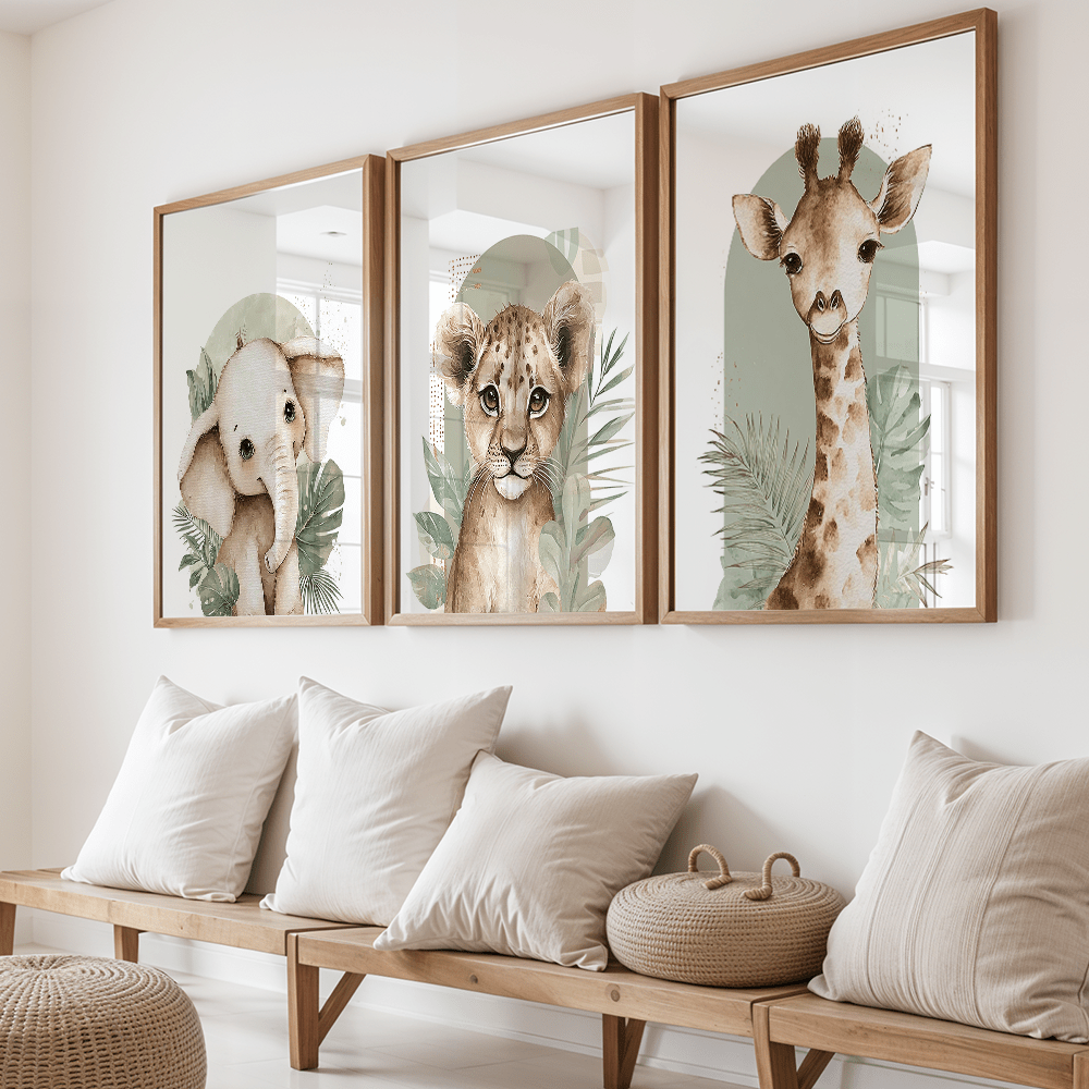 3pcs/set Retro Elephant Lion a - đánh giá và giá Baby Nursery Giraffe