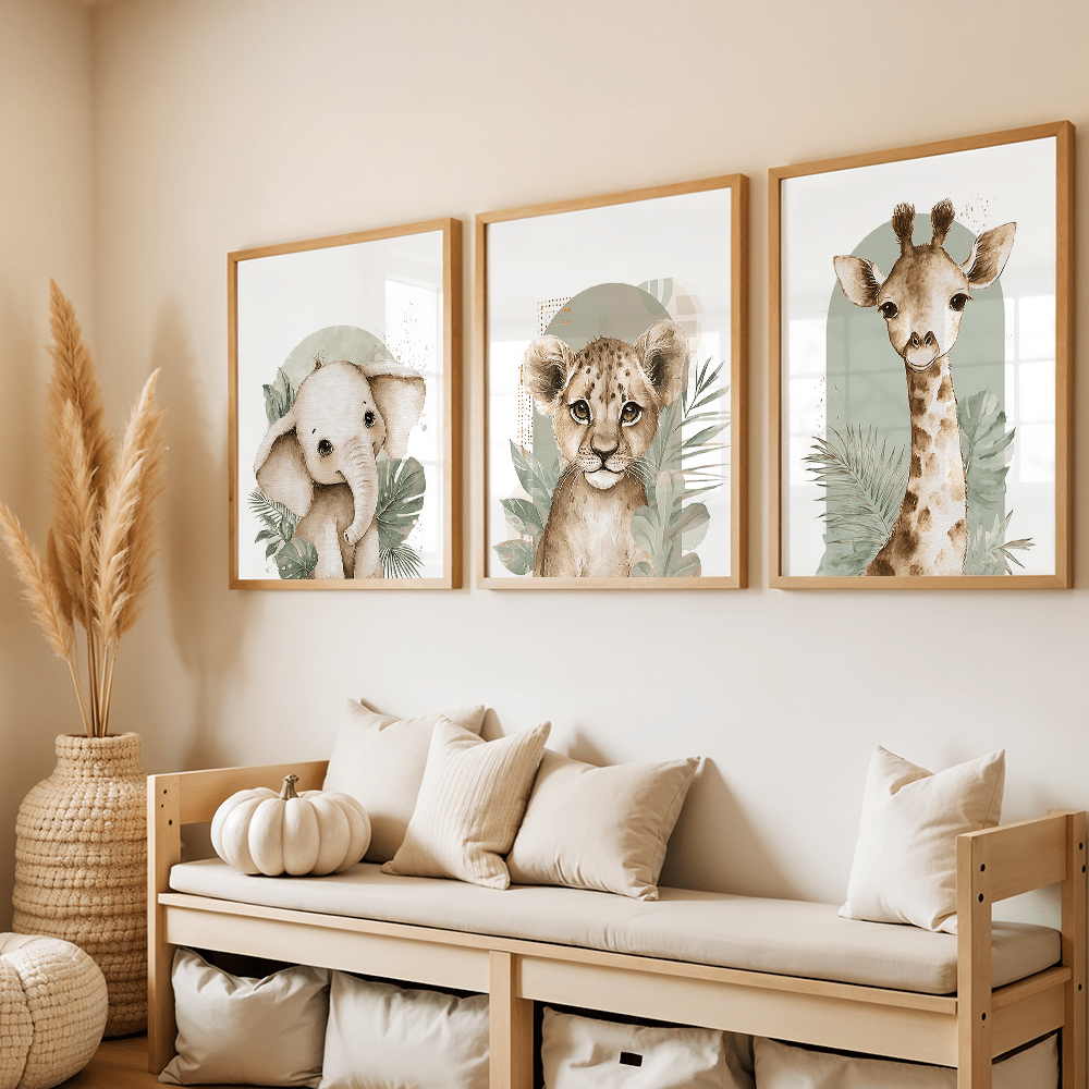 3pcs/set Retro Elephant Lion a - đánh giá và giá Baby Nursery Giraffe